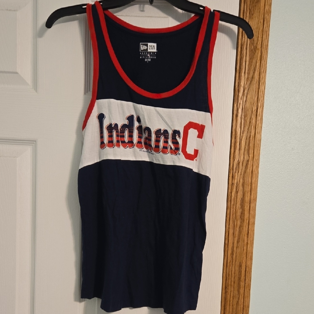 Navy and Red Cleveland Indians Tank Top